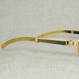 Lunettes de soleil Vintage corne de buffle noir Rond Natura Wood