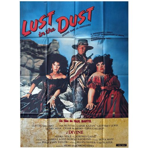Lust In The Dust (Luxure Dans La Souillure) - Vritable Affiche De Cinma Plie - Format 120x160 Cm -De Paul Bartel Avec Tab Hunter, Lainie Kazan, Divine, Geoffrey Lewis, Henry Silva - 1985