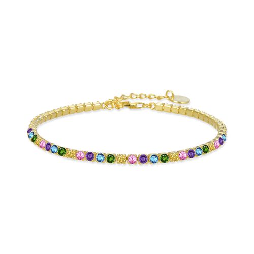 Luxenter Bracelet En Argent 925 Avec Zircons Multicolores Finis En Or Jaune 18k - Tahu