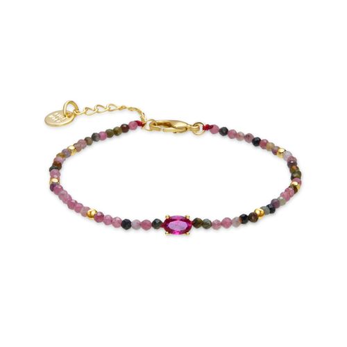 Luxenter Bracelet En Mtal Baim Avec Tourmaline Multicolore En Or Jaune 18 Carats.