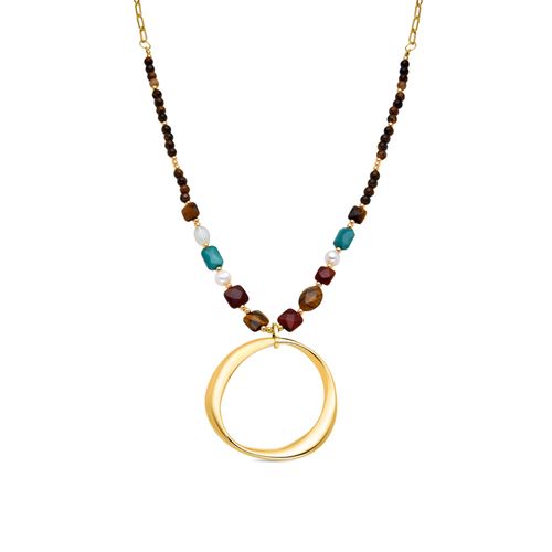 Luxenter Miyou Collier En Cristal Multicolore En Or Jaune 18 Carats.