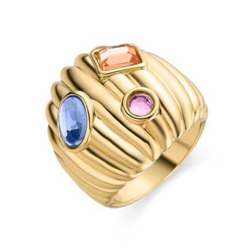 Luxenter Wenya Bague En Cristal Multicolore En Or Jaune 18 Carats.