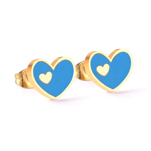 Luxusteel-Boucles D'oreilles  Clous En Coquillage De CUr Pour Dames, Enfant, Fille, Acier Inoxydable, Rouge, Bleu, Rouge Rose, Blanc, Noir, Boucle D'oreille Pour Document, Bijoux