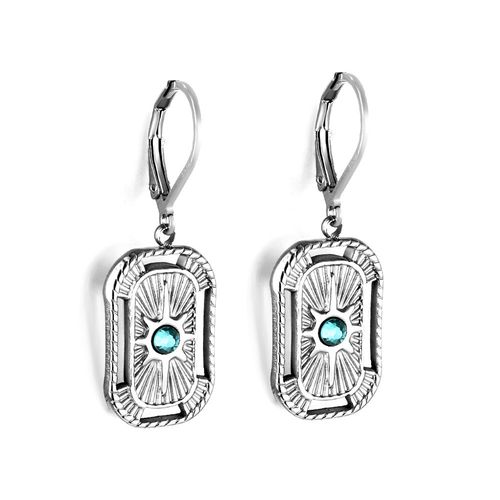 Luxusteel-Boucles D'oreilles Croles En Acier Inoxydable Pour Femme, Pendentif En Forme De Cuir Oral Elu Carr, Vert Et Blanc, Cadeaux