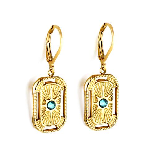 Luxusteel-Boucles D'oreilles Croles En Acier Inoxydable Pour Femme, Pendentif En Forme De Cuir Oral Elu Carr, Vert Et Blanc, Cadeaux