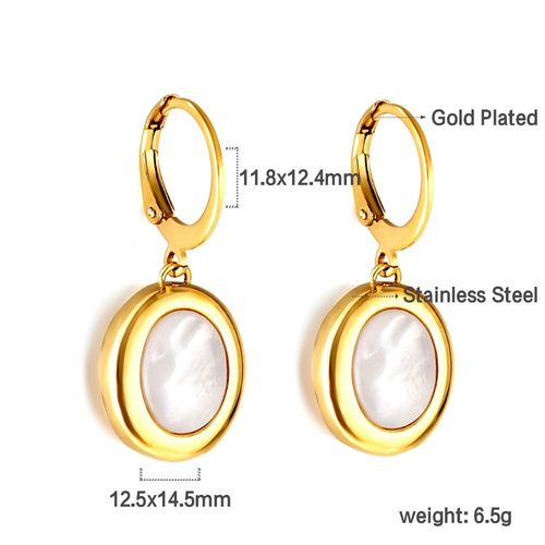 Luxusteel-Boucles D'oreilles Croles En Acier Inoxydable Pour Femme, Pendentif En Forme De Cuir Oral Elu Carr, Vert Et Blanc, Cadeaux