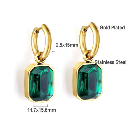 Luxusteel-Boucles D'oreilles Croles En Acier Inoxydable Pour Femme, Pendentif En Forme De Cuir Oral Elu Carr, Vert Et Blanc, Cadeaux