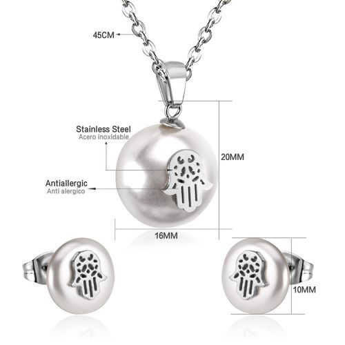 Luxusteel-Collier Et Boucles D'oreilles En Acier Inoxydable Pour Femme, Pendentif En Perles, Forme De CUr Simple, Breloque En Perles, Ensemble De Bijoux, Mode Corenne, Nouveau