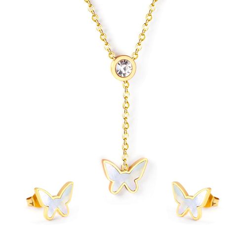 Luxusteel-Ensemble Collier Et Boucles D'oreilles Pendentif toile De Mer Pour Hommes Et Femmes, Acier Inoxydable, Coquillage Blanc, Carr, Ensembles De Bijoux  La Mode, Cadeaux