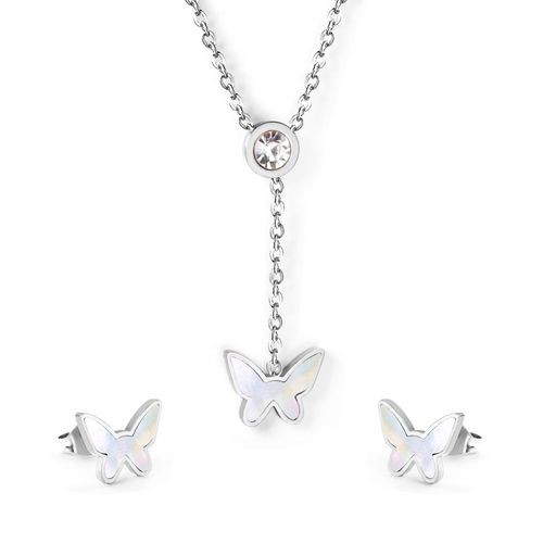 Luxusteel-Ensemble Collier Et Boucles D'oreilles Pendentif toile De Mer Pour Hommes Et Femmes, Acier Inoxydable, Coquillage Blanc, Carr, Ensembles De Bijoux  La Mode, Cadeaux