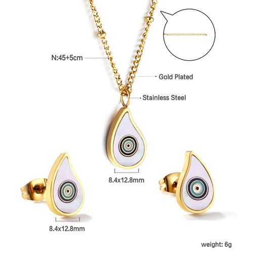 Luxusteel-Ensemble Collier Et Boucles D'oreilles Pendentif toile De Mer Pour Hommes Et Femmes, Acier Inoxydable, Coquillage Blanc, Carr, Ensembles De Bijoux  La Mode, Cadeaux