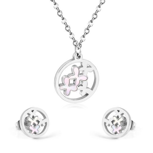 Luxusteel-Ensemble Collier Et Boucles D'oreilles Pendentif toile De Mer Pour Hommes Et Femmes, Acier Inoxydable, Coquillage Blanc, Carr, Ensembles De Bijoux  La Mode, Cadeaux