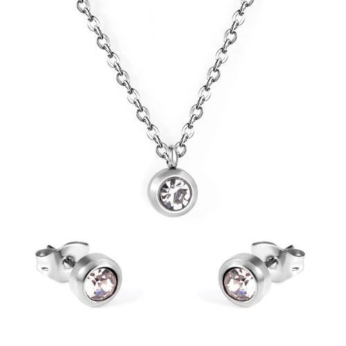 Luxusteel-Ensemble De Colliers En Acier Inoxydable 2021 Pour Femme, Pendentif Rond Cz, Bijoux De Ix