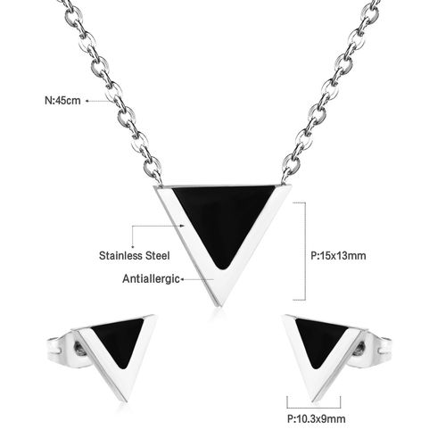 Luxusteel-Ensemble Pendentif Coquillage Noir En Acier Inoxydable Pour Femme, Collier Et Boucles D'oreilles, Ensembles De Bijoux Classiques, Fte Brinco, Cadeaux