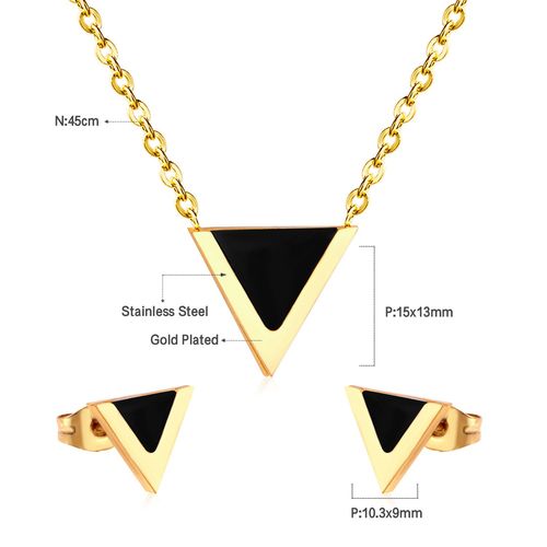 Luxusteel-Ensemble Pendentif Coquillage Noir En Acier Inoxydable Pour Femme, Collier Et Boucles D'oreilles, Ensembles De Bijoux Classiques, Fte Brinco, Cadeaux