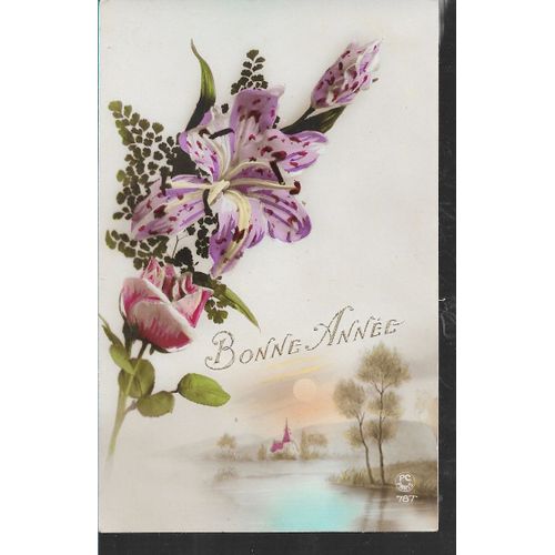 Lys Et Rose Sur Paysage De Bords De Lac 