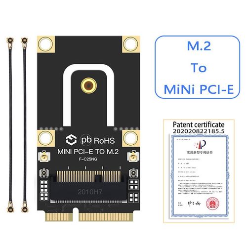 M.2  mini PCIE - Adaptateur convertisseur sans fil M.2 NGFF vers Mini PCI E, avec 4 divulguer IPEX, pour Wifi6 Intel AX210 AX200 9260, carte Wifi Bluetooth 5.0