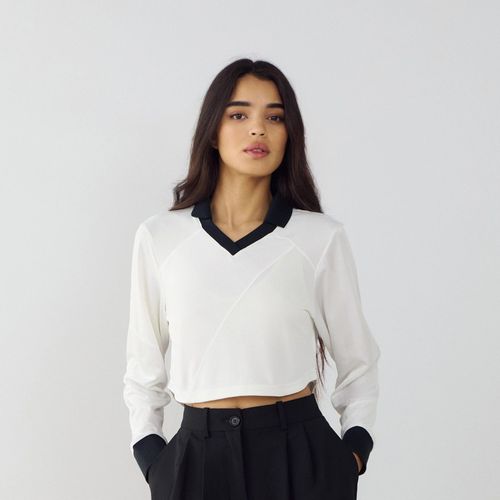 Top Crop Jersey Blanc/Noir Nike - Blanc/Noir - M