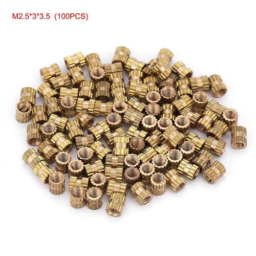 M2.5 Cylindre En Laiton Molet Rond Moul Dans Des crous Intgrs DInsertion (M2.5 * 3 * 3.5 ; 100pcs)