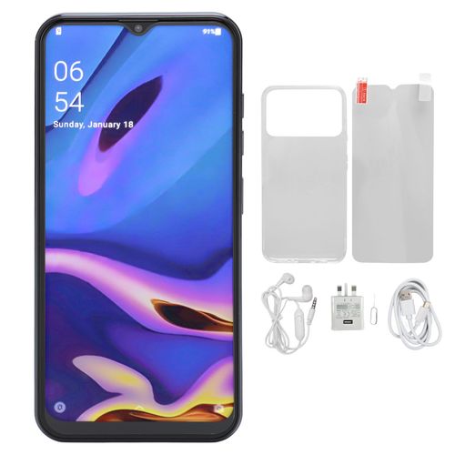 M6 PRO 6,54 pouces Smartphone débloqué avec écran anti-chute Réseau 3G 4 Go 64 Go Double SIM Double veille 32MP 16MP pour Android 13 6800mAh 100-240V Jaune Prise UK