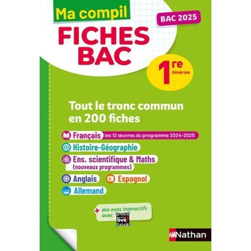 Toutes Les Matires Du Tronc Commun Premire - Ma Compil Fiches Bac - Bac 2025- Franais, Histoire-Gographie, Enseignement Scientifique, Anglais, Espagnol, Allemand 1re - Epub  