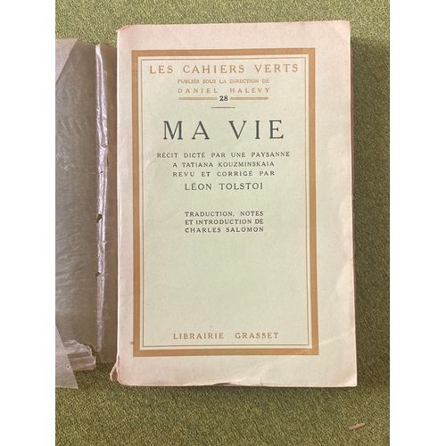Ma Vie - Leon Tolstoi, Les Cahiers Verts Grasset 1923. dition Originale Numrote    