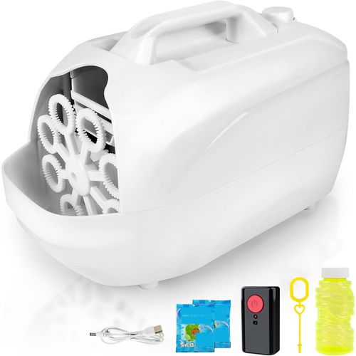 Machine a Bulle, 8000+ /Min Machines  Bulles de Savon 380ML Machine  Bulles Automatique Portable avec Tlcommande, Lumire LED pour Mariage, Anniversaire, Fte de Festival (Blanc)