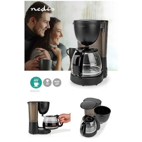 Machine  Caf Cafetire lectrique Carafe En Verre 1,25l, Fonction Maintien Au Chaud, Systme Anti-Gouttes, Arrt Automatique