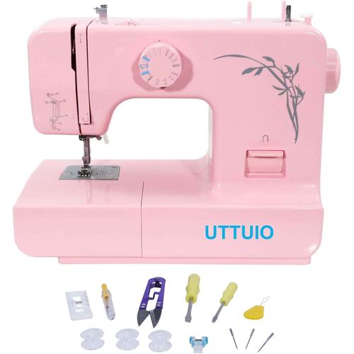 Machine  Coudre Mini Machine  Coudre lectrique Portable Machine  Coudre Pour Les Dbutants 63 Applications De Point Machine  Coudre Mcanique Avec Kit DAccessoires (Rose)