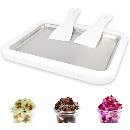 Machine  Glace Roule, Appareil  Glace Diy Avec 2 Spatules, Pour Famille Et Enfants, Fabrication De Glace Maison Et Gelato Blanc[MIN5281222]