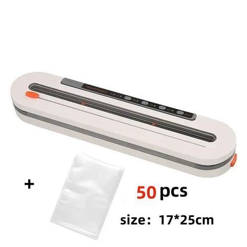Machine d'emballage sous vide automatique pour aliments,scelleuse pour poudre sche,humide et douce,bancs de stockage des aliments mnagers,2024 - Type White with 50pcs