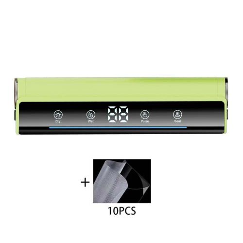 Machine d'emballage sous vide de cuisine avec cran tactile et affichage numrique,machine d'emballage sous vide avec invite vocale,livre avec 10 sacs - Type F6018-green