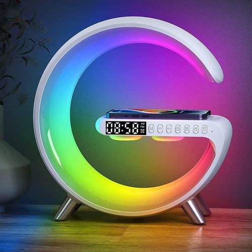 Machine Sonore Lumire Intelligente Rveil Lever Du Soleil Rveil Lumire Rveils Lampe De Table  Intensit Variable Avec Chargeur Sans Fil Blanc