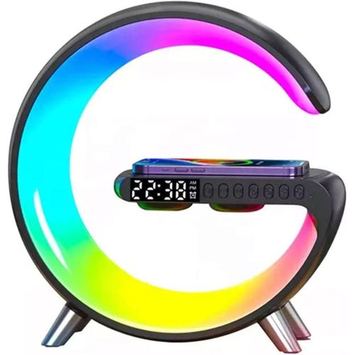 Machine Sonore Lumire Intelligente Rveil Lever Du Soleil Rveil Lumire Rveils Lampe De Table  Intensit Variable Avec Chargeur Sans Fil Noir