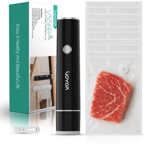 Machine Sous Vide Alimentaire Portable pour la Conservation et le Stockage des Aliments Compact et le Mini Appareil Sous Vide Alimentaire avec 5 Sacs Sous Vide Amliors VS500 (Noir)