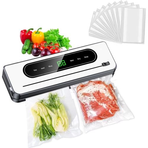 Machine Sous Vide, Machine Sous Vide Pour Aliments Secs Et Humides,Appareil Avec Couteau De Coupe, Sacs Sous Vide Inclus, Comprend 10 Sac Sous Vide Alimentaire