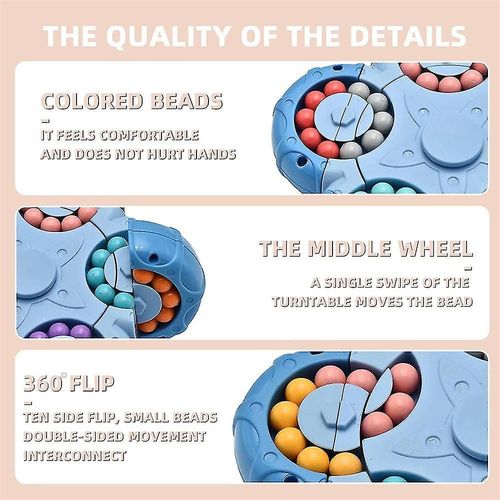 Magic Beans Spinning Puzzle Toy, Magic Bean Cube & Fidget Spinner 2 En 1, 10 Faces Magic Ball Brain Teaser Game Gift, Jouets Sensoriels  Partir De 3 Ans Bleu
