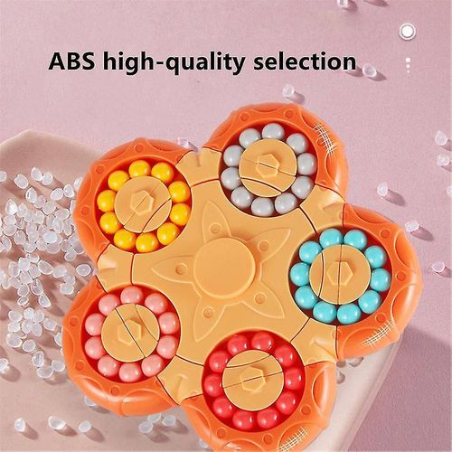 Magic Beans Spinning Puzzle Toy, Magic Bean Cube & Fidget Spinner 2 En 1, 10 Faces Magic Ball Brain Teaser Game Gift, Jouets Sensoriels  Partir De 3 Ans Orange