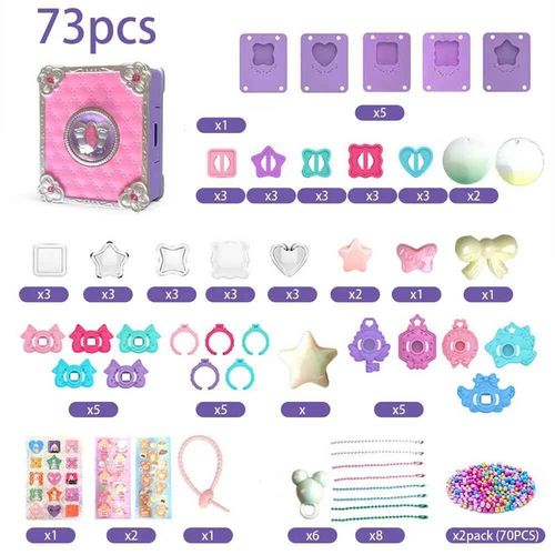 Magic Ple- Autocollants Cratifs Faits  La Main Pour Filles,Machine Guka,Jouets Pour Enfants,Ensemble D'invitation,,Bijoux,Bague,Cadeau De Nol,Polyvalent - Type 73pcs