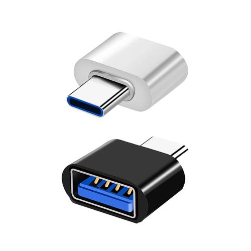 Magnet Adaptateur USB C vers USB, Lot de 2, OTG Adaptateur USB-C vers USB-A Compatible avec MacBook, Smartphones USB C et Priphriques Type-C (Noir et Blanc)