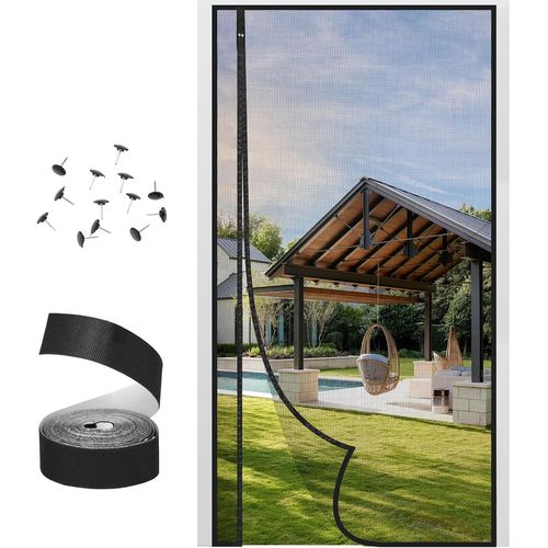 Magnetic Mosquito Net Door Window, Side Opening Magnetic Mosquito Net In Breathable Fiberglass, Full Magnets And Counterweight On The Floor, Automatic Closing Mosquito Net For Balcony