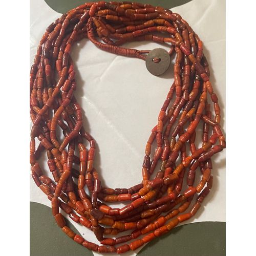 Collier En Perles De Corail Ancien Plusieurs Rangs