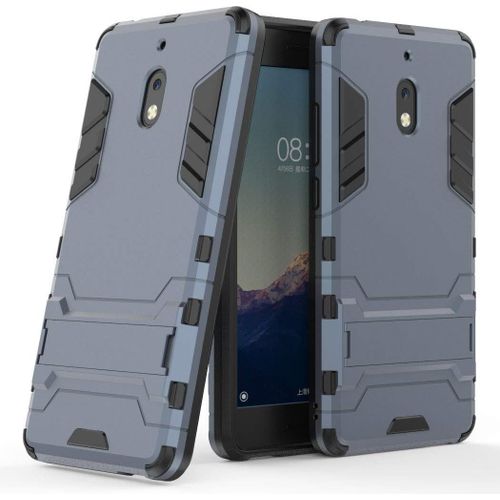 Maijin Coque Pour Nokia 2.1 5,5 Pouces 2 En 1 Double Couches tui Antichocs Protection Rigide Anti Choc Avec Fonction Support Bleu Noir