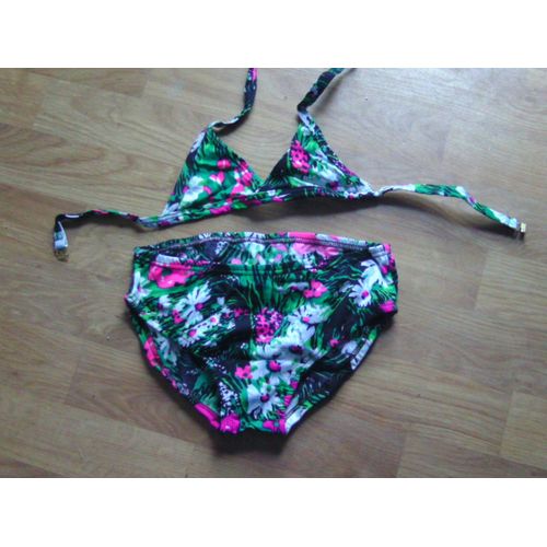 Maillot 2 Pices Multicolore Noir Vert Fuchsia Blanc Darina