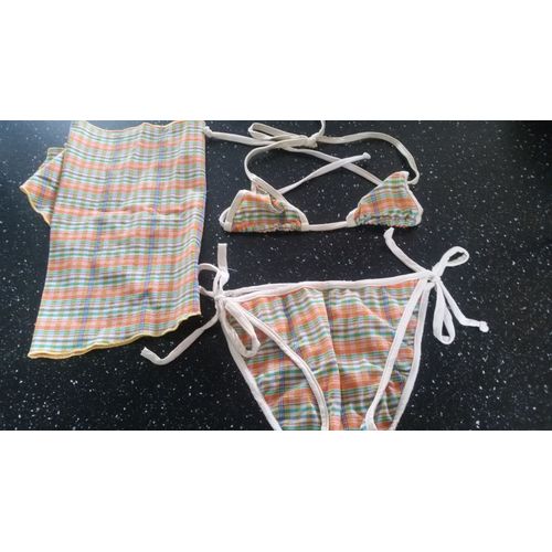 Maillot De Bain 2 Pices Avec Jupe Assortie Polyamide 4 Ans Orange/Vert/Jaune/Bleu  Carreaux