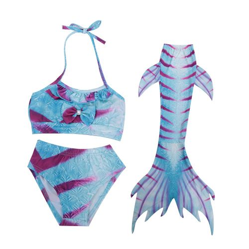 Maillot De Bain 3 Pieces Pour Filles, Haut, Culotte, Queue De Poisson, Monopalme, Palmes, Maillot De Bain (120)