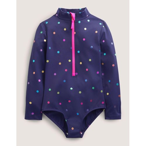 Maillot De Bain  Manches Longues-Pois Confettis Arc-En-Ciel Bleu Marine