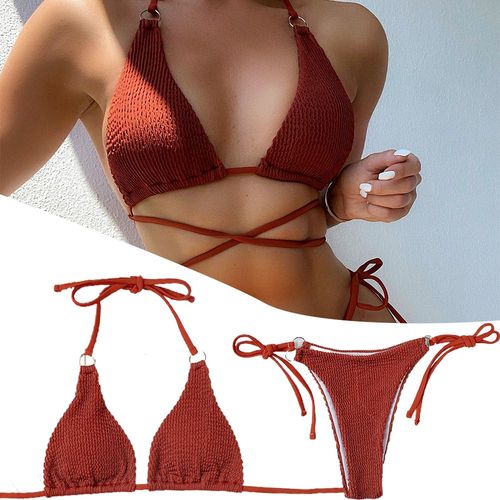 Maillot De Bain Deux Pices Pour Femmes, Sexy, Cravate, Bikini, String, Couleur Unie, Sous-Vtements Fins Pour Piscine, Plage, Xr-Hot