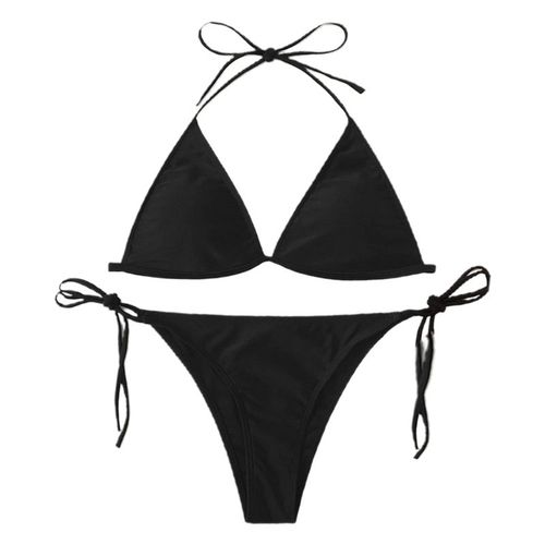 Maillot De Bain Deux Pices Sexy Pour Femmes, Couleur Non, Bikini Brsilien, Col Licou, String, Triangle, Cravate Latrale, Taille Haute, Push-Up, Costume De Bain