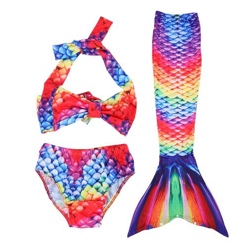 Maillot De Bain Queue De Sirene Pour Enfants, Ensemble De 3 Pieces, Maillot De Bain Pour Filles, Ensemble Bikini